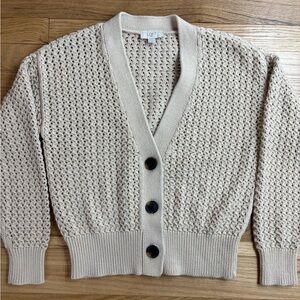 Ann Taylor Loft Outlet V-Neck Button Up Knit Tan Beige Chunky Cardigan- XS